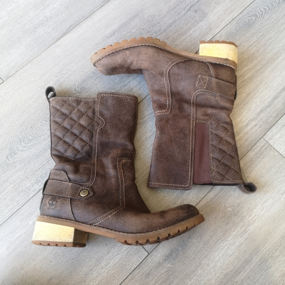 Timberland Waterproof Quilted Earthkeeper Slip On Mid Calf Boot Womens Brown 7.5 - Picture 3 of 16